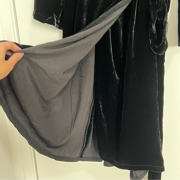 NWT Eileen Fisher Silk Blend Black Velvet Wrap Dress - Picture 7 of 12